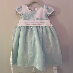 Elegant Blue Floral Kids Dress